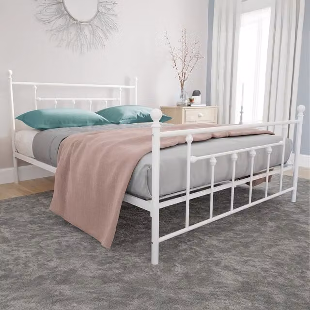 Dorel Home Manila Metal Bed in Bronze and White, Double (W: 140 cm, L: 200 cm)