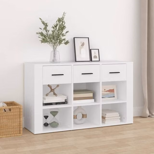 Berkfield Home White Classic Sideboard, W/D/H: 100 x 30 x 59.5 cm