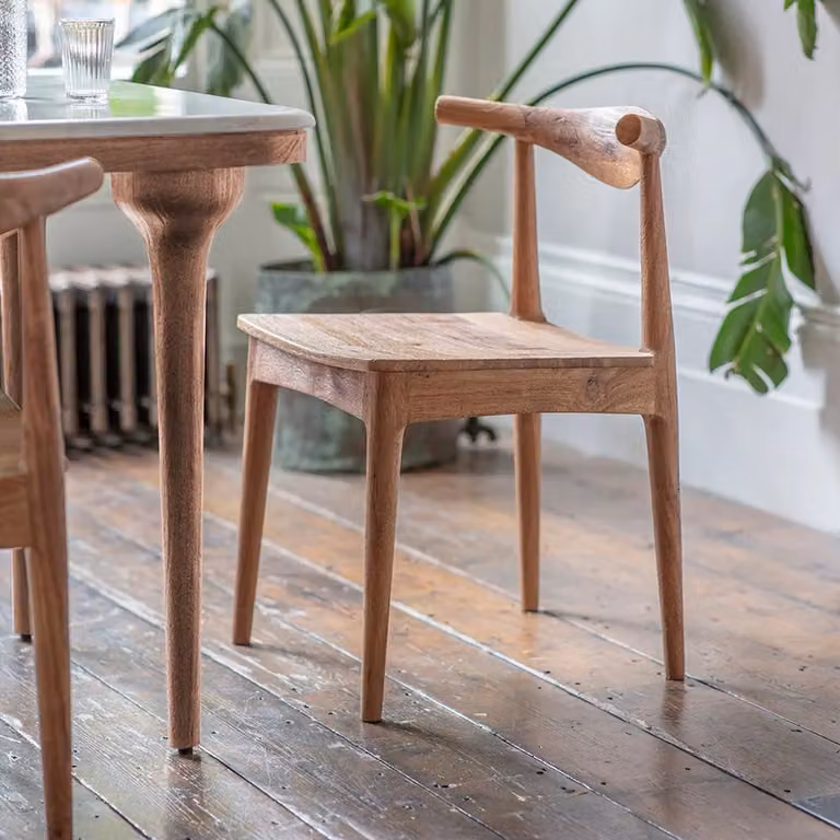 Atkin & Thyme Hiro Dining Chairs Pair in Natural Acacia Wood