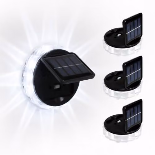 Gardenwize Pack of 4 Solar Star Wall Lights with Transparent LED Accents for Garden and Terrace – 4
