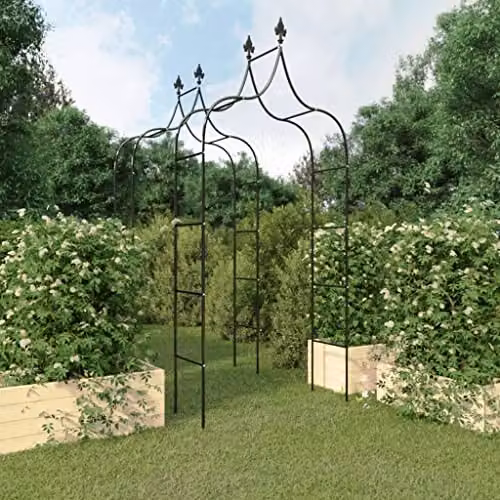 vidaXL Set of 2 Black Steel Garden Arches for Climbing Plants, W/D/H: 120 x 38 x 260 cm – 2