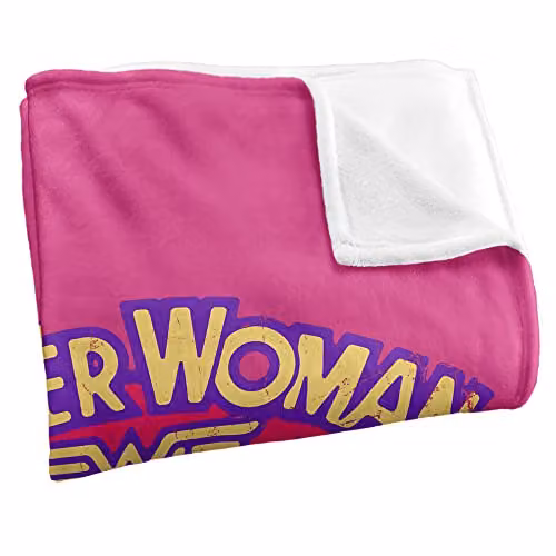 Warner Brothers Wonder Woman Silky Touch Super Soft Fleece Throw Blanket in White and Multicolour, W/D/H: 152 x 127 cm – 2