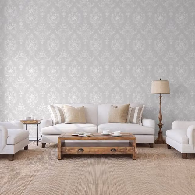 SK Filson Grey Abstract Floral Washable Wallpaper Roll