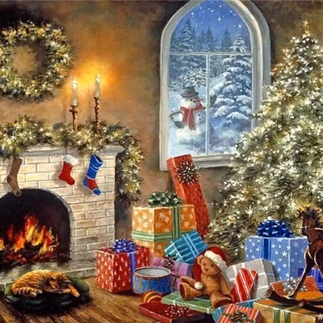 Syntego Christmas Morning Diamond Art Canvas Painting in Multicolour and Pink