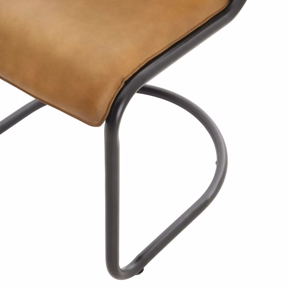 Wyld Haus Germain Germain Arched Tan Brown Synthetic Leather Dining Chair with Cantilever Metal Base – 3