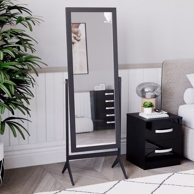 Vida Designs Nishano Cheval Black Freestanding Rectangular Mirror, W: 53 cm, H: 53 cm, D: 53 cm