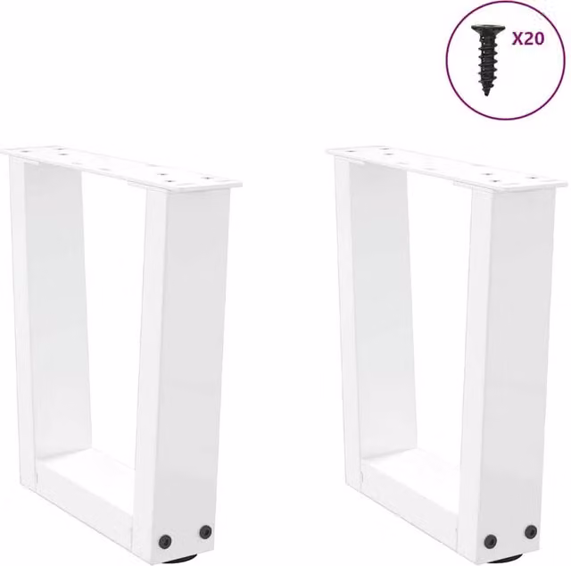 Berkfield Home Modern V-Shape Dining Table Legs, 2 Pieces, White Steel