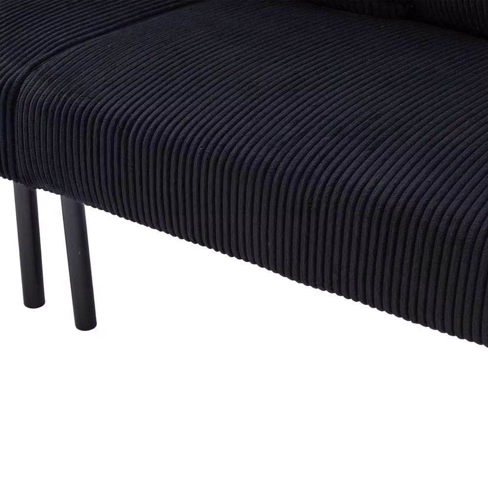 HomeTouch Modern 3 Seater Click Clack Sofa Bed in Black with Side Pockets and Armrests W/D/H: 171 x 80 x 57 cm – 8