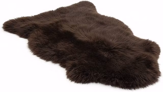 Infinity Leather Genuine Sheepskin Wool Rug in Brown, W/D: 90 x 60 cm – 1