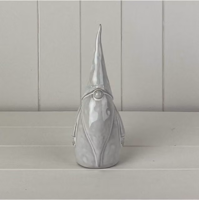 KDMD Grey Ceramic Festive Gonk Tabletop Ornament with Textured Detail