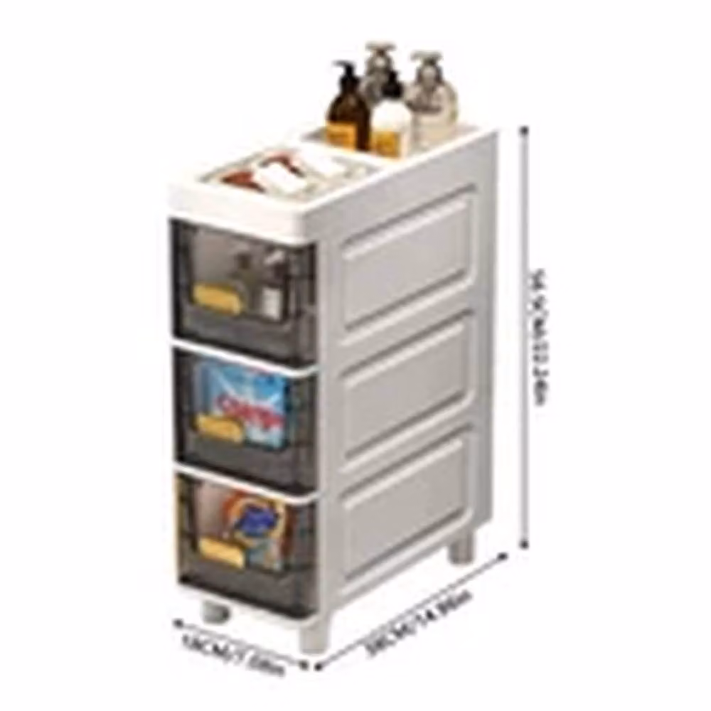EONLION Slim 3 Drawer Free Standing Bathroom and Kitchen Storage Cabinet in White – 2