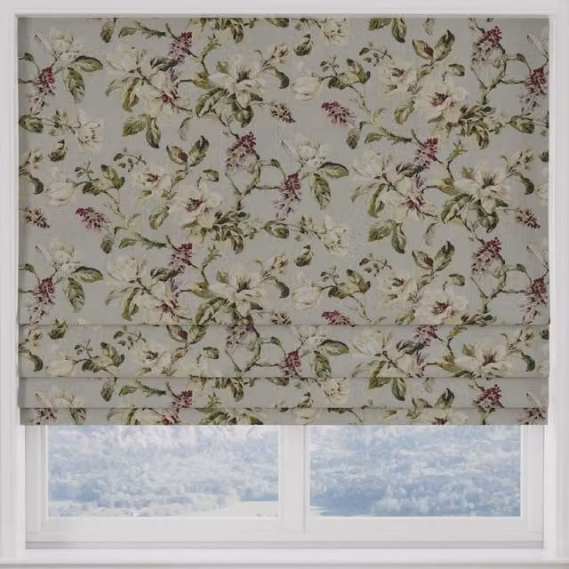 Terrys Isabelle Made to Measure Blackout Roman Blind with Pink and Green Floral Design