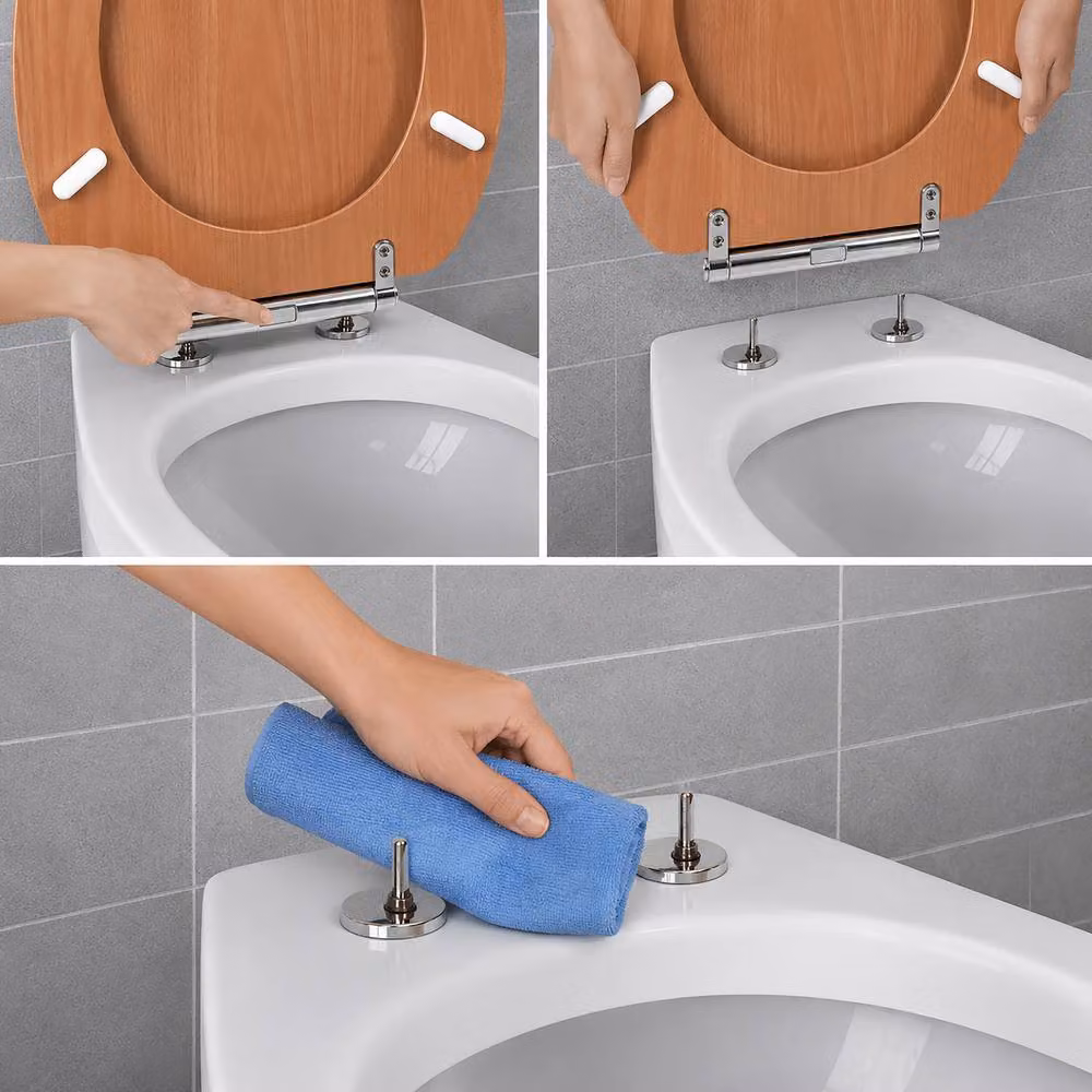 Marco Paul Oval Soft Close MDF Toilet Seat with Quick Release Button in Brown – 2