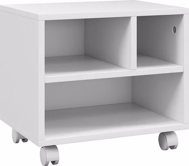 HOMCOM 2-Tier Printer Stand with Storage and Wheels, White Under Desk Printer Cart for Home Office – 1
