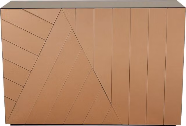 Orsina Modern Mirrored Console Cabinet in Brown and Gold with Glass Motifs, W/D/H: 122 x 41 x 84 cm