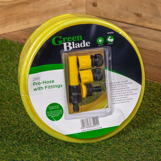 Samuel Alexander 25m Kink Resistant Professional Garden Hose Pipe in Yellow with Fittings – 1