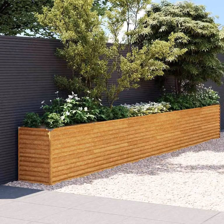 Berkfield Home Garden Corten Steel Raised Bed in Brown, W/D/H: 578 x 50 x 69 cm