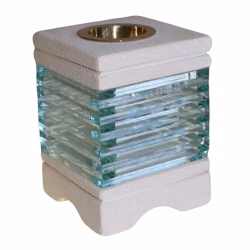 KDMD White Square Stone and Glass Oil Burner