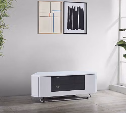 Centurion Supports Hampshire Gloss White and Black Contrast TV Cabinet for 26-50 inch Flat Screen TVs W/D/H: 111 x 40 x 41 cm – 7