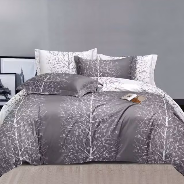 Ezysleep Grey Nature Printed Duvet Set and Pillowcase, 220 cm