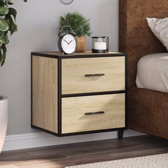 Berkfield Home Wall-mounted Bedside Cabinets, 2 Pack, Sonoma Oak, Brown, W: 40 cm, D: 31 cm, H: 39.5 cm