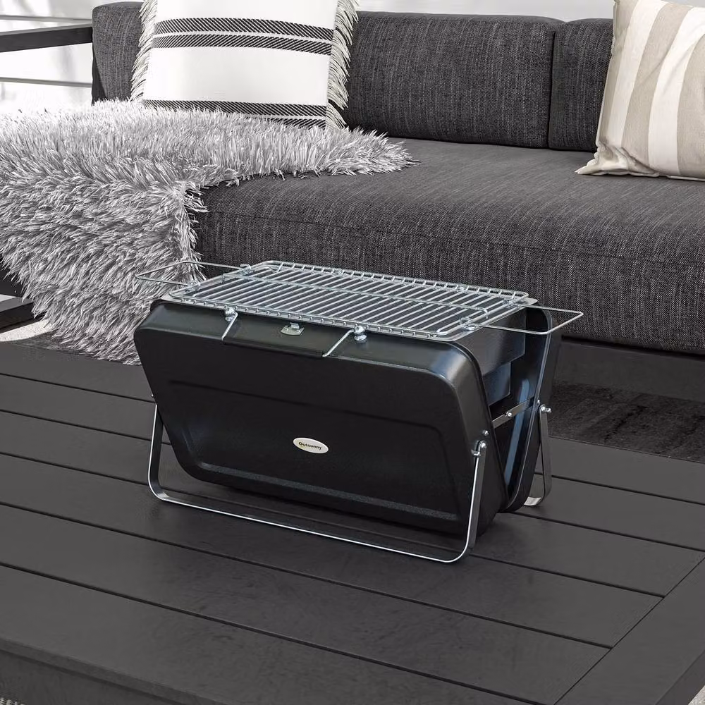 Rolipo Metal Portable Tabletop Charcoal BBQ Grill, Black, W/D/H: 30 x 30 x 28 cm – 4