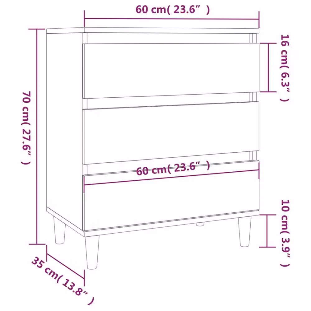 Berkfield Home Black Matt Sideboard, W/D/H: 60 x 35 x 70 cm – 4