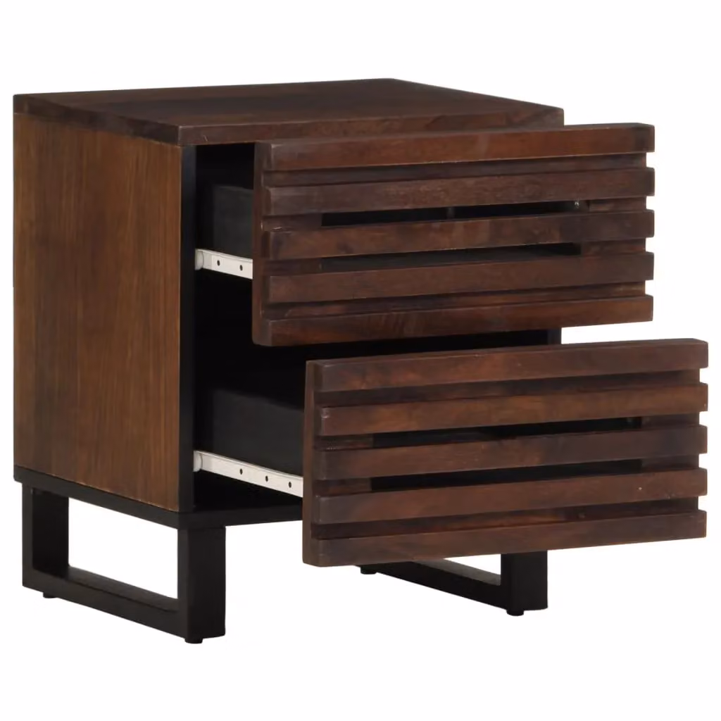Berkfield Home Set of 2 Solid Mango Wood Bedside Cabinets in Brown, W/D/H: 40 x 33 x 46 cm – 2
