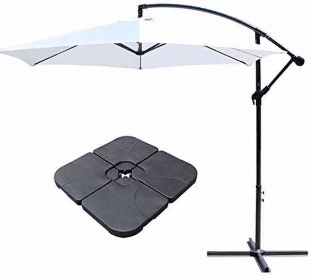 Ross James Luxury White Garden Furniture Parasol with Base Weights