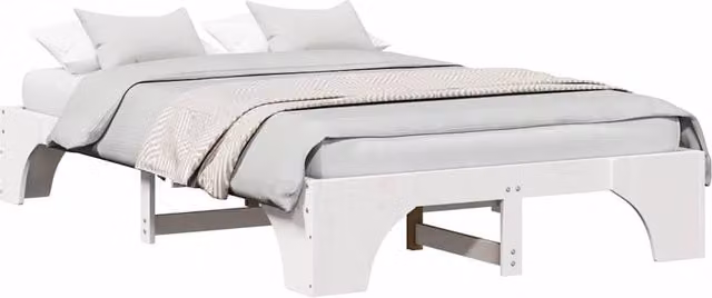Berkfield Home White Solid Wood Bed Frame, W/D/H: 120 x 200 cm