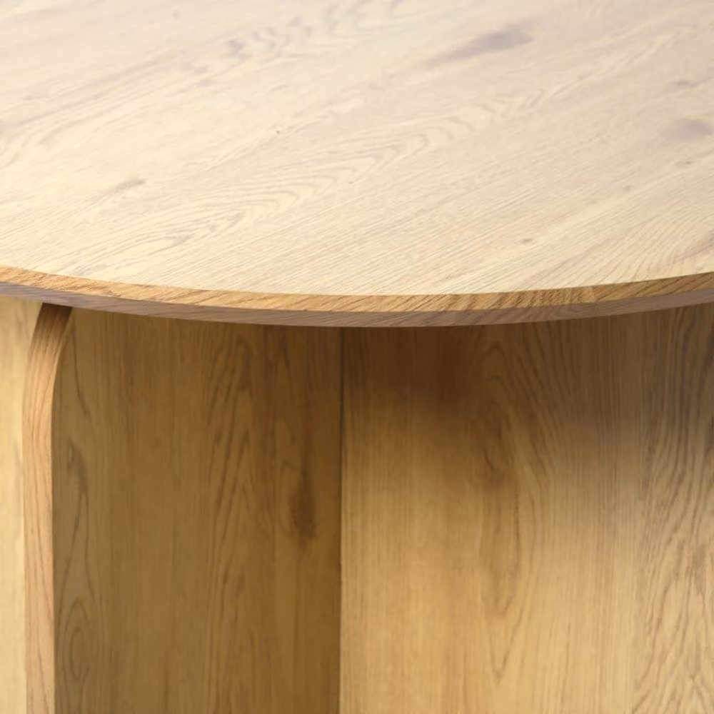 Home Garden Direct NYX Modern Round Dining Table, Light Brown Wood or Stone Effect, Diameter: 100 cm – 3