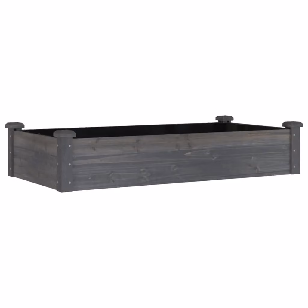 Berkfield Home Garden Raised Bed with Liner in Grey, Solid Wood, W/D/H: 120 x 60 x 25 cm – 2