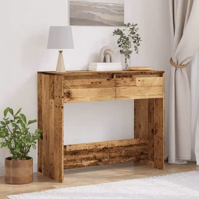 Berkfield Home Decorative Console Table in Brown Old Wood, W/D/H: 89 x 41 x 76.5 cm – 1