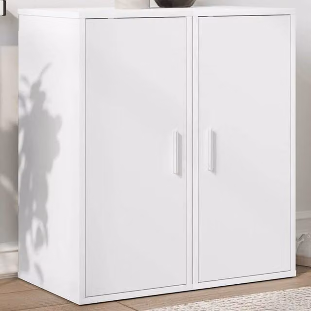 Berkfield Home Set of 2 White Modern Wall Mounted Shoe Cabinets, W/D/H: 32 x 35 x 70 cm