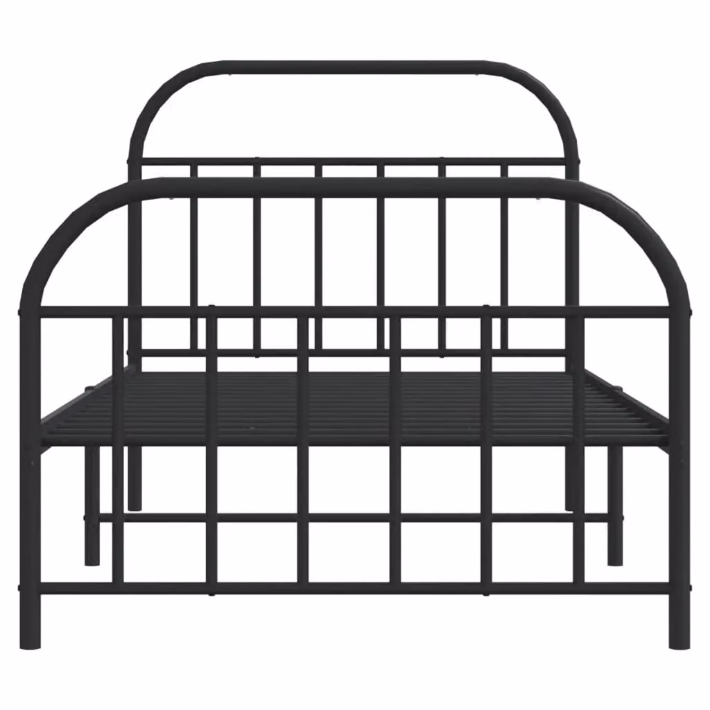 Berkfield Home Metal Bed Frame with Headboard and Footboard in Black, W: 107 cm, L: 203 cm – 3