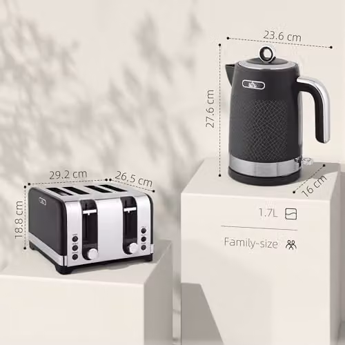 HOMCOM Kettle and Toaster Set, Black – 5