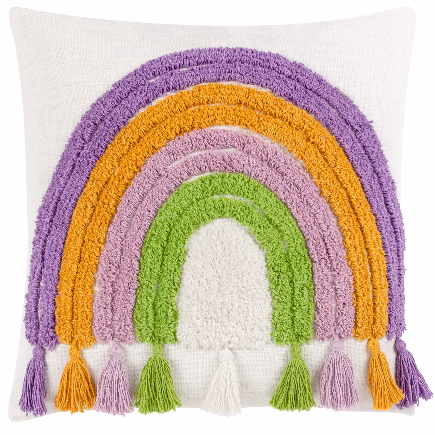 Heya Home Rainbow Tassel Multicolour Cotton Cushion, W/D/H: 45 x 45 x 45 cm – 2