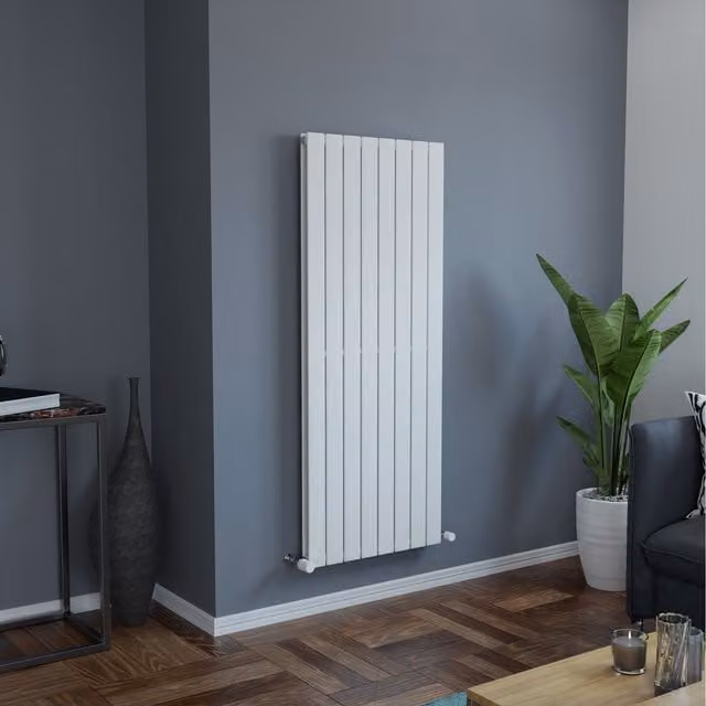 Agadon Vertical Duplex Flat Panel Designer Radiator in White, H: 150 cm, W: 59.5 cm