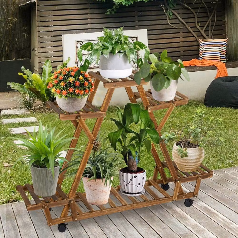 SPETLEK Multi Tier Wooden Plant Stand in Brown – 4