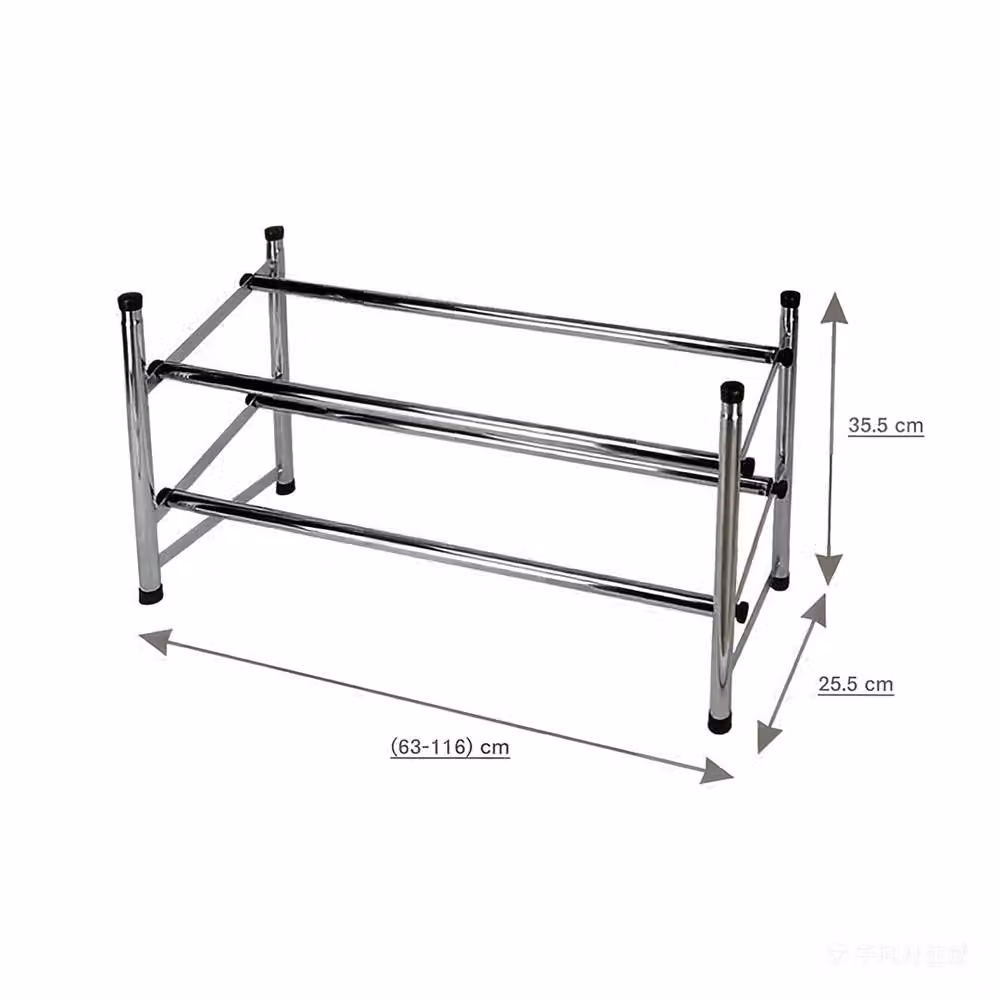 VOGREX 2 Tier Stackable and Extendable Metal Shoe Rack Organiser in Silver – 2