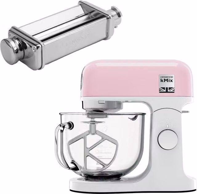 DeLonghi kMix Stand Mixer in Pink with 5L Bowl and Lasagne Roller