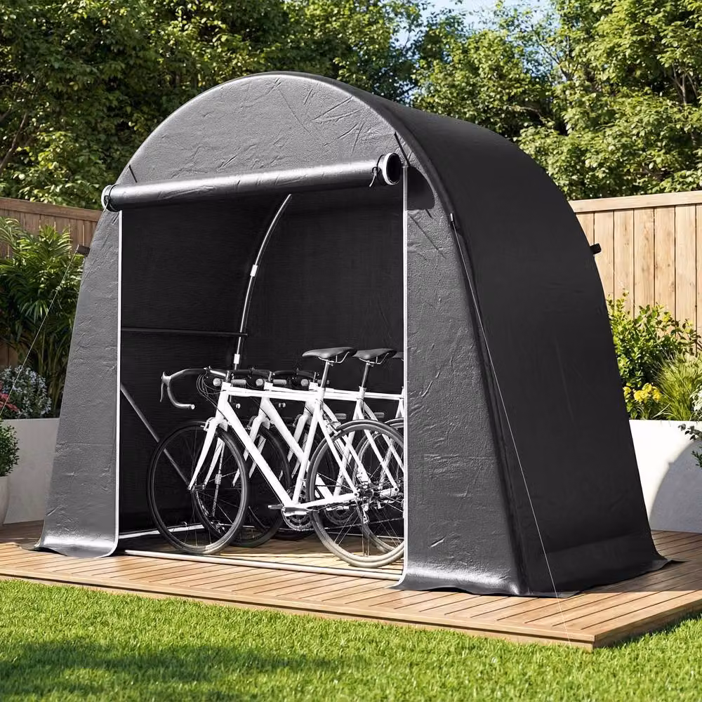 Rolipo Waterproof Bike Storage Tent with Galvanised Steel Frame, Dark Grey, W: 243.84 cm, D: 121.92 cm, H: 121.92 cm – 3