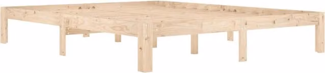 Berkfield Home Beautiful Solid Wood Pine Bed Frame, Beige, W/D/H: 163.5 x 203.5 x 30.0 cm