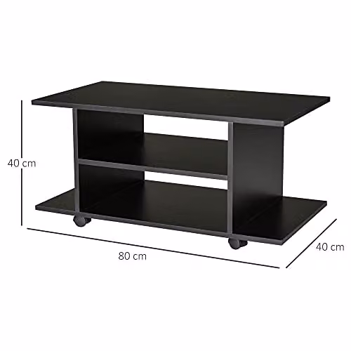 HOMCOM Modern TV Stand with Storage Shelves, Black – 7