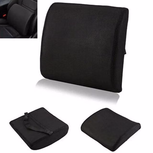 SPETLEK Memory Foam Seat and Lumbar Support Cushion Set in Black – 1