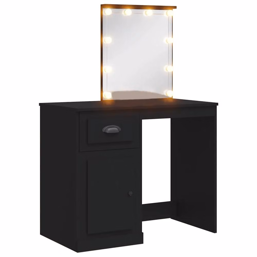 Berkfield Home Beautiful Dressing Table with Hollywood LED Lights, Black, W: 90 cm, D: 42 cm, H: 132.5 cm – 3
