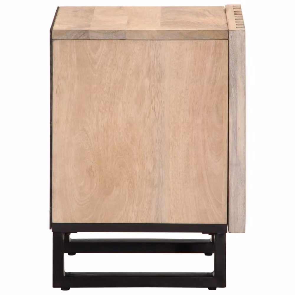 Berkfield Home Set of 2 Bedside Cabinets in Light Brown Solid Bleached Mango Wood, W: 40 cm, D: 34 cm, H: 46 cm – 5