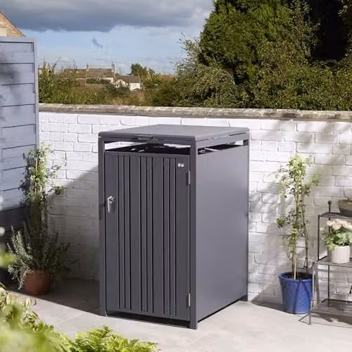 Rowlinson Wimbledon Single Bin Store in Anthracite Grey Steel, W: 68.0 cm, D: 30.0 cm, H: 116.5 cm – 1