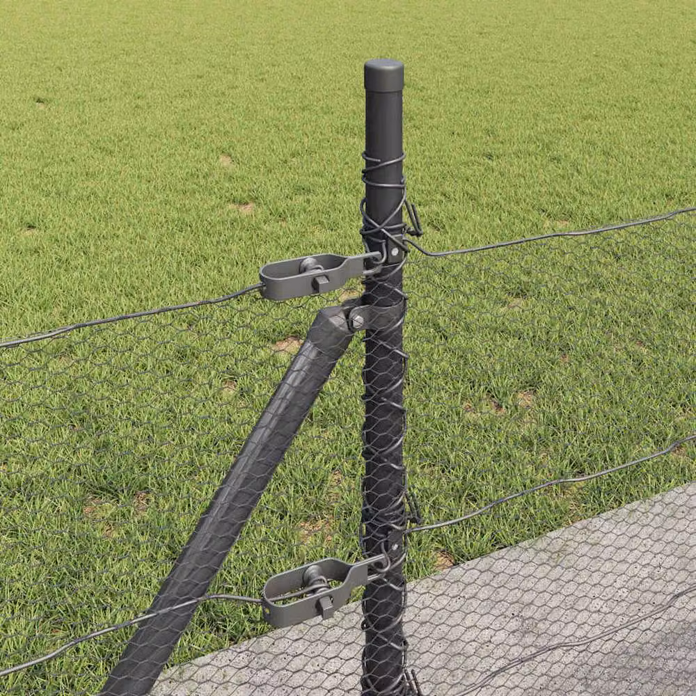 Berkfield Home Grey Powder-Coated Steel Hexagon Fence, H: 40 cm, W: 100 cm – 1