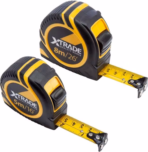 XTrade Tape Measure Set (Pack of 2) - Black and Yellow